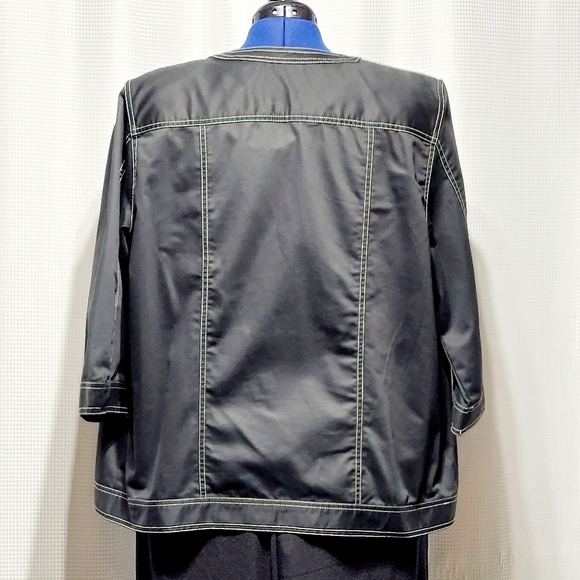 Alfred Dunner Black Boxy Jacket Beaded Butterfly & Flower Design (18) - Picture 3 of 11